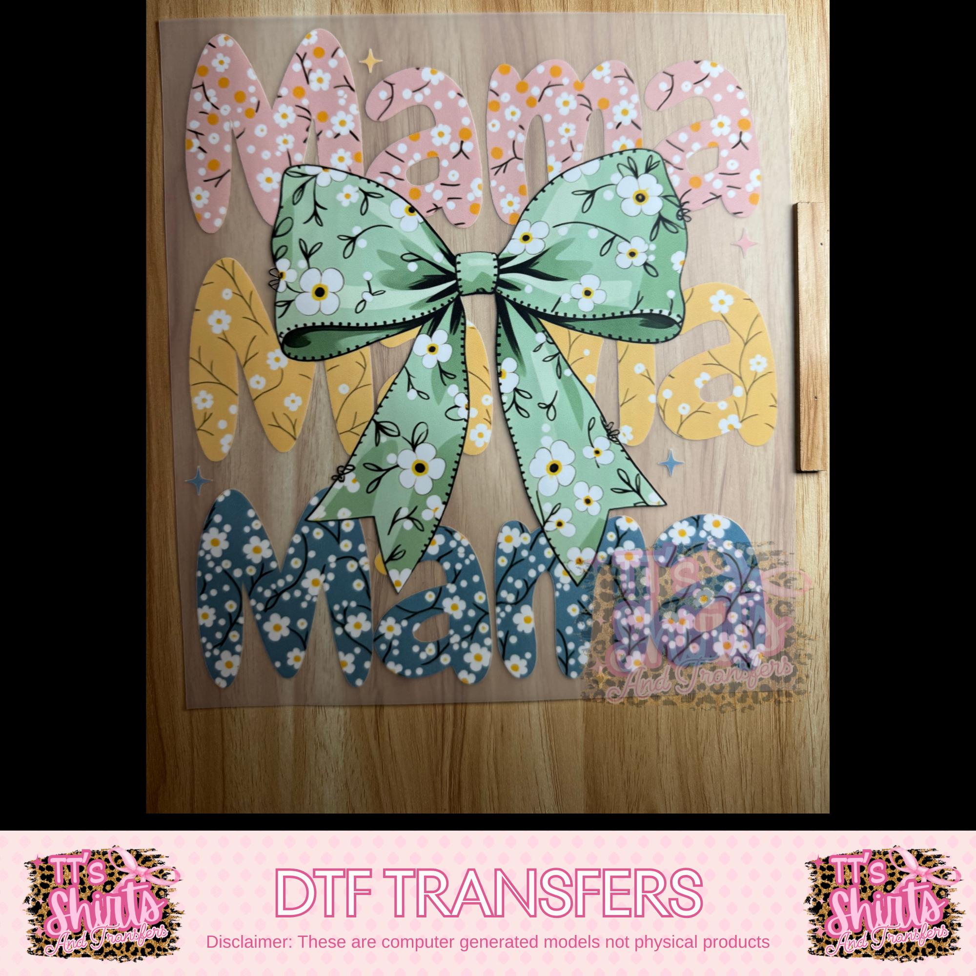 MAMA FLORAL WITH GREEN BOW - A7