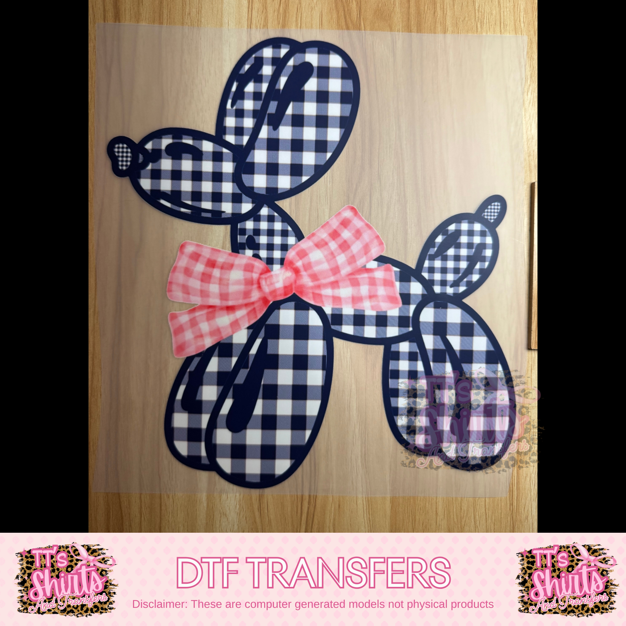 BLUE CHECKERED BALLOON DOG - A6