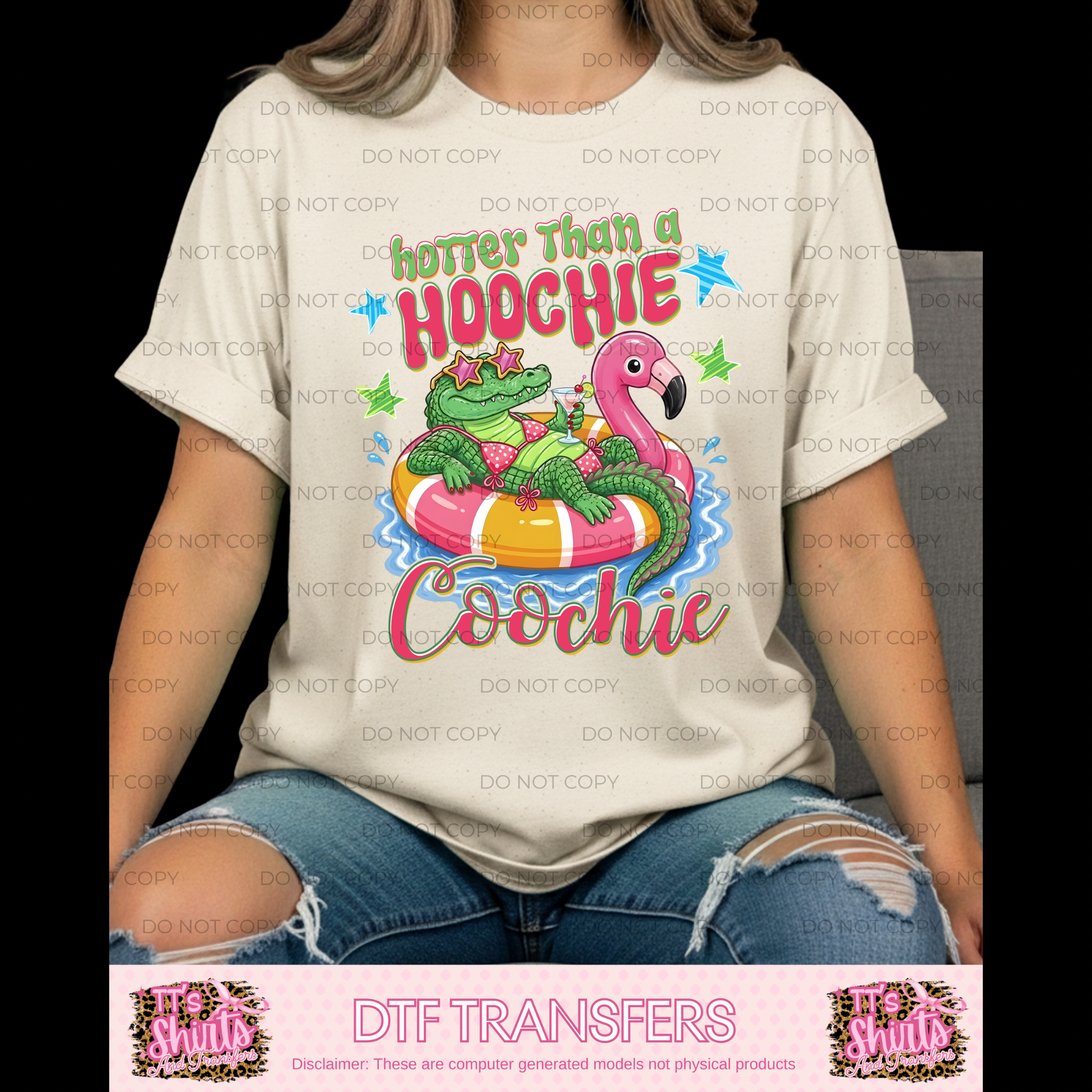 Hotter than a Hoochie, Coochie, alligator in pink and yellow flamingo float mm051126