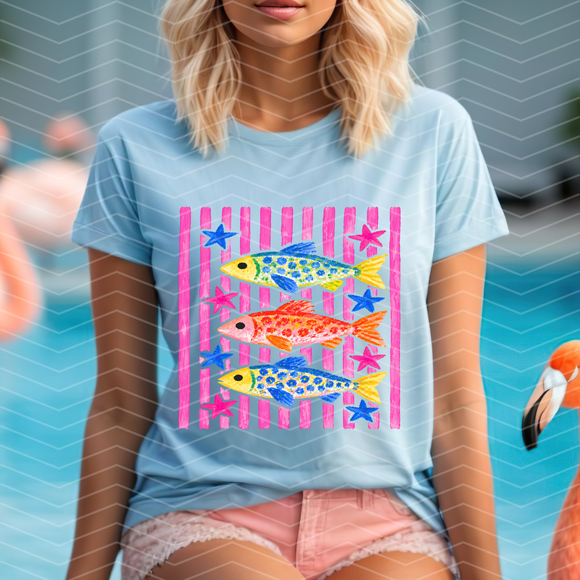 Preppy three fish polkadot mm051826