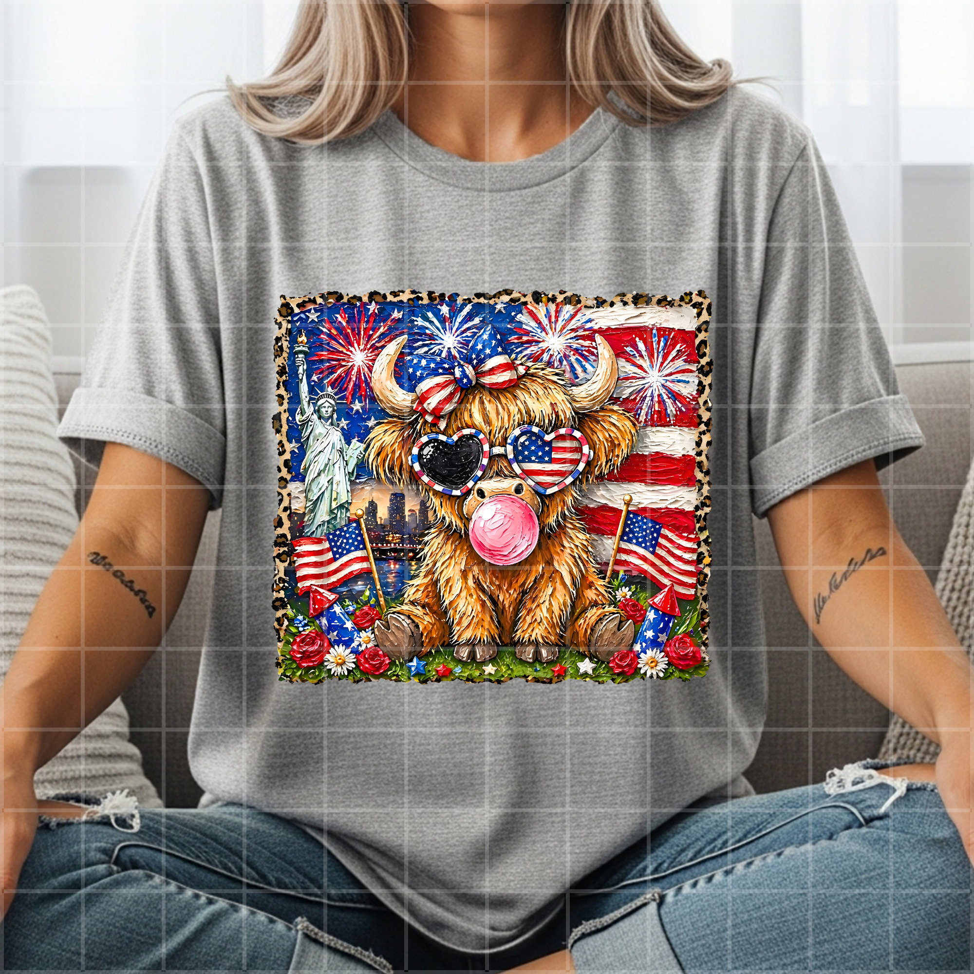 Bubblegum cow with flag patriotic mm052526