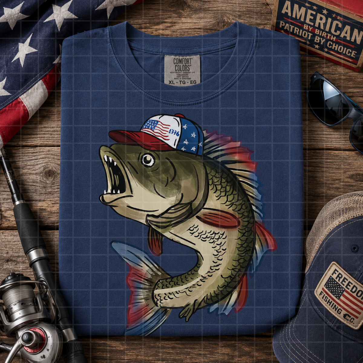 Red white and blue open mouth fish MM060126